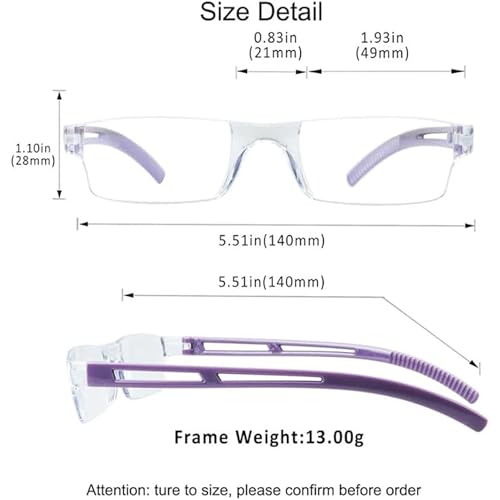 Image of YEIN 2 Pairs Blue Ligth Blocking Reading Glasses for Men and Women Fashion Square Frame Readers(Purple,+4.25)