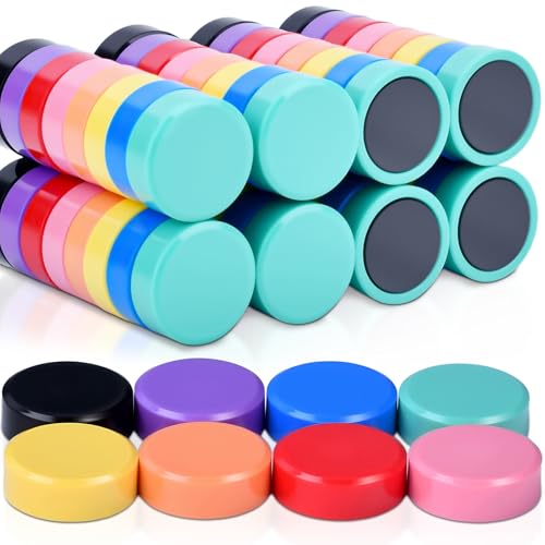 Image of 96 Pack Fridge Magnets, 8 Colors Refrigerator Magnets Strong Round Small Magnets Heavy Duty for Whiteboards, Cute Decorative Magnet Locker, Office, Map, Kitchen