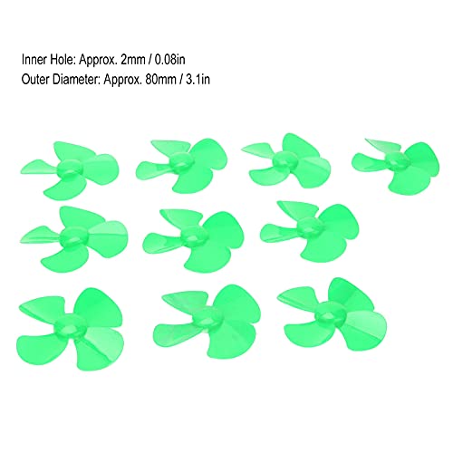 Propeller, 4 Klingen, leicht, 80 mm Durchmesser, Kunststoff-Propeller, großer Schub für Bastelarbeiten für DIY-Spielzeug (grün)