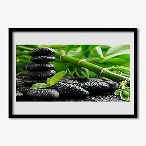 Affiche encadrée pousses de bambou Tulup avec cadre en MDF de qualite superieure photo 70x50 cm
