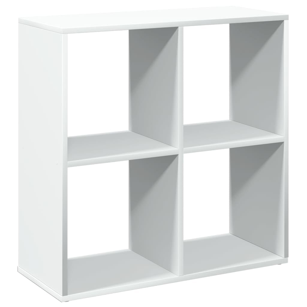 Libreria Divisoria a 4 Cubi Scaffale Bianco 69,5x29x69,5 cm | Scaffalatura modulare per soggiorno e studio in legno ingegnerizzato con 4 vani contenitori e capacità fino a 60 kg.