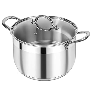Kirecoo 12 Quart Stainless Steel Heavy Duty Stock Pot with Visible Lid