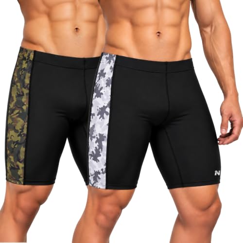 Image of NINQ Mens 2 Pack Polyester Yoga Short Men Summer Running Gym Sports Shorts with Pockets Shorts for Men (in, Alpha, 2XL, Regular, BLACK2)