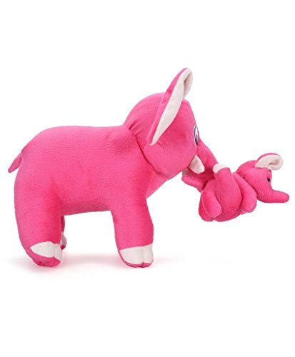 Image of Tickles Pink Cute Mother Elephant and A Baby Stuffed Soft Plush Toy 32 Cm