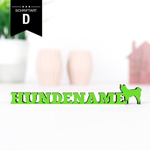 KLEINLAUT individueller 3D-Schriftzug mit deinem Wunschnamen - Hundename und Silhouette - Wähle Breite & Farbe - 10cm breit - Braun - Schriftart: D