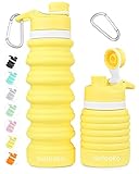 Nefeeko Collapsible Water Bottle, 26oz Silicone Foldable Water Bottles Leakproof BPA Free Travel Water Bottles with Carabiner, Portable Sport Water Bottles for Camping,Hiking Outdoor Indoor Sport