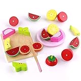 🍎 Comida de Juguete Colorido - 21 accesorios, que incluyen tomate, fresa, naranja, sandía, plátano, limón, etc., que inspiran a los niños a aprender más sobre los conocimientos básicos mientras juegan.