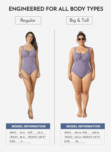 Image of Aleumdr Womens Textured One Piece Swimsuit Tummy Control Bathing Suit Tie Knot Cutout Swimwear