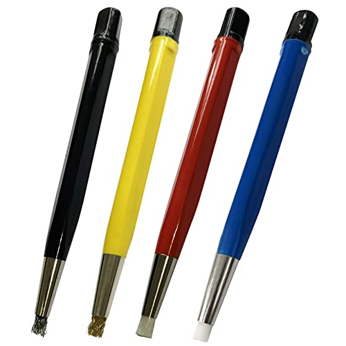 Juego de 4 cepillos para arañazos: herramienta de reparación de relojes de fibra de vidrio de nailon y acero de latón (40)