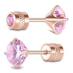 Rose Gold+Pink CZ, 4mm