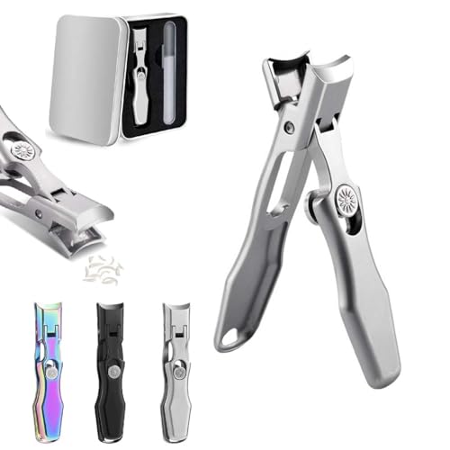 ドイツ 爪切り 男性用 太い爪、ステンレス 爪切りセット、ワイドジョーオープニング キャッチャー スプラッシュなし 爪切り 高齢者向け プロフェッショナル超鋭利な爪カッター 安全ロック付き、爪用ヤスリ、特大開口、ワンクリックスイッチ、収納ケース付き、爪やす