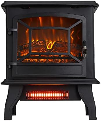 BELSAV 17 Inch 1400W Electric Fireplace Mantel Heater with Realistic Flames, Remote Control and LED Energy-Saving Technology