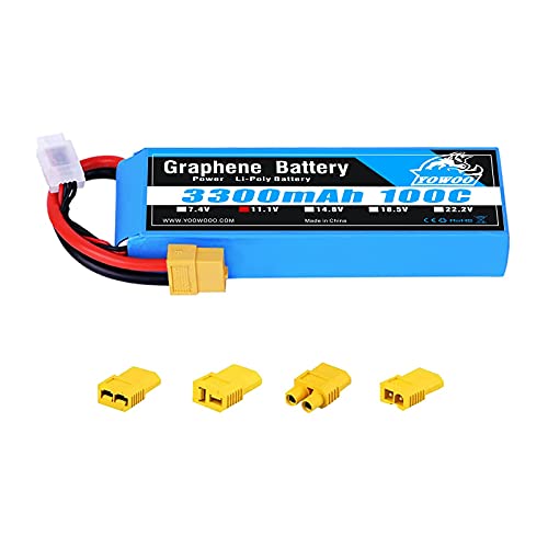 Yowoo Graphene Battery 3300mAh 11.1V 100C 3S Lipo Battery with XT60 Plug for Glider 3D Plane Park Flyers Vortex 400mm X-Sled Tracxas Slash 4x4 E-flite Carbon-Z Cub (EC3 / Deans/Tracxas/Tamiya) Yowoo Graphene Battery 3300mAh 11.1V 100C 3S Lipo Battery with XT60 Plug for Glider 3D Plane Park Flyers Vortex 400mm X-Sled Tracxas Slash 4x4 E-flite Carbon-Z Cub (EC3 / Deans/Tracxas/Tamiya)