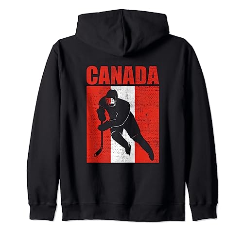 Hockey Canadá Retro Vintage Bandera Canadiense Arte Sudadera con Capucha