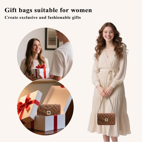 Image of Quilted Leather Crossbody Bags for Women Trendy Ladies Shoulder Purse Satchel HandBag with Chain Strap