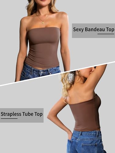 Image of Ibeauti Womens Tube Top Strapless Crop Tops Double Lined Sexy Y2K Going Out Off Shoulder Summer Top
