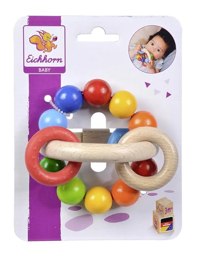 Eichhorn 100017040 - Baby 3D Greifling, 9,5x9cm, FSC 100% Zertifiziertes Buchenholz Bunt