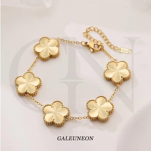 18K Gold Plated Clover Bracelet |Adjustable Bracelets| Lucky Flower Cute Link Bracelets Jewelry Gifts for Women4