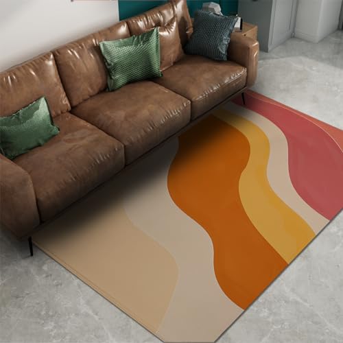 Tapis géométrique pour salle à manger moderne et lumineuse imprimé vagues - 2
