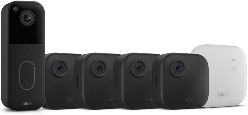 All-new Blink Video Doorbell + Outdoor 4 XR – Wireless smart security cameras, two-year battery life, go up to 400 feet from your home with extended range. Sync Module XR included.