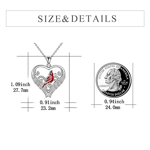 Poplyke Red Cardinal Necklace Memorial Gifts For Women Sterling Silver I Am Always With You Necklace Jewelry For Women Girls #TOP3