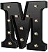 Produktbild FENGLI Mode LED-Leuchten Letters, ABS + PP Led Untertitel Lampe 26 Alphabet Schwarz Dekorative Marquee Lampen for Hochzeit Geburtstag Hausbar (Color : M)
