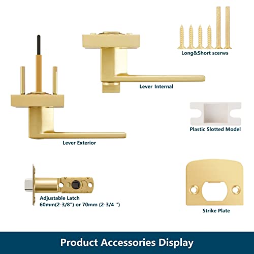 10 Pack Heavy Duty Privacy Door Lever Door Lock Sets Stain Brass Keyless Door Knobs Bedroom/Bathroom/Interior Doors Left/Right Handed Door Handle #TOP6