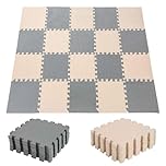 CROWNSHOP 20PCS Baby Play Mat 30x30x1CM Foam Kids Play Mat Interlocking Floor Tiles Multi Colour Soft EVA Baby Floor Mats for Children's Play and Crawl (Grey+Off White)