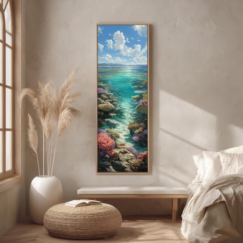 Toile récif corallien pour illuminer un couloir avec une décoration marine verticale