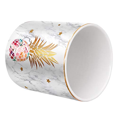 Waveyu Pen Holder, Pencil Holder For Desk, Cute Makeup Brush Holder Marble Pineapple Pattern Pencil Cup For Girls Kids Durable Ceramic Desk Organizer Pineapple Decor For Office, Classroom, Pineapple #TOP5