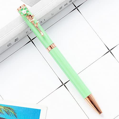 Caneta esferográfica fina | Ponta Fina | Canetas lisas escolar canetas com clipe flor pérola canetas