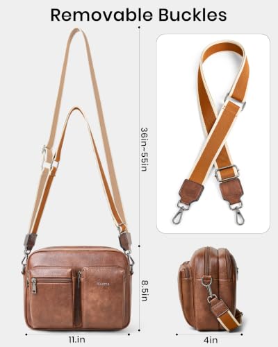 Image of Bluome Crossbody Purse for Women Multi Pocket Crossbody Bag with 3 Front Pockets Leather Shoulder Bag Everyday Travel Bag