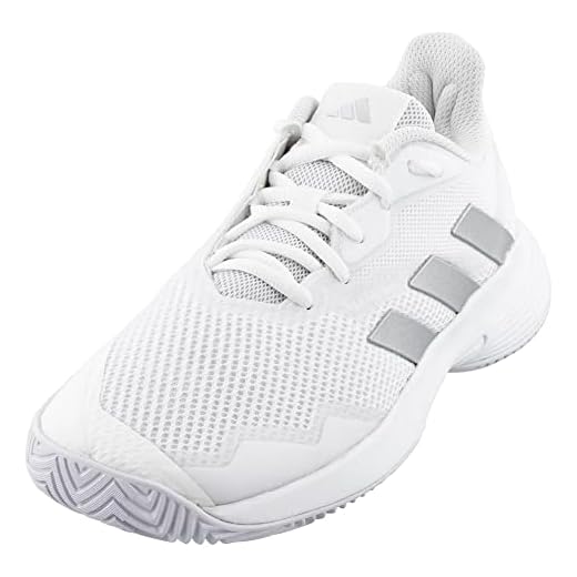 adidas Women's CourtJam Control Sneaker, White/Silver Metallic/White, 8