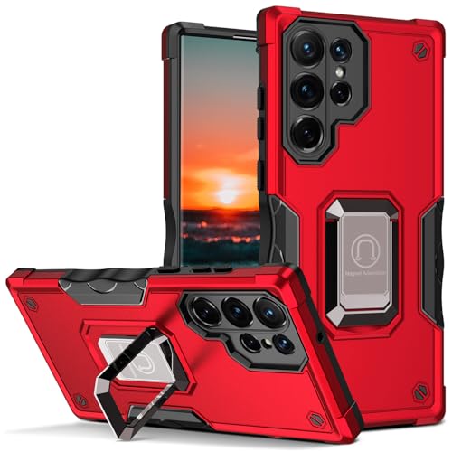 Coque Galaxy S25 Ultra rouge silicone avec support pour vidéos mains libres