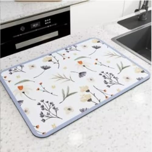 Image of HomeCloud Dish Drying Mat for Kitchen Counter - Super Absorbent, Non-Slip & Heat-Resistant - Quick Dry Rack Pad for Dishes, Utensils, Coffee Maker - Stain-Hiding Design (Camellia Purple, 40x50cm)