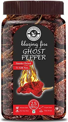 Holy Natural Bhut Jolokia Chilli Whole - 71 gm | Ghost Pepper Pod, Hottest Whole | Smoked Dried & Spicy Chilli Of The World