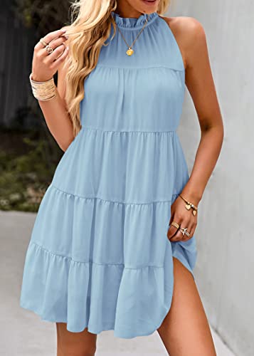 Image of KIRUNDO Summer Sundresses for Women Halter Dress Babydoll