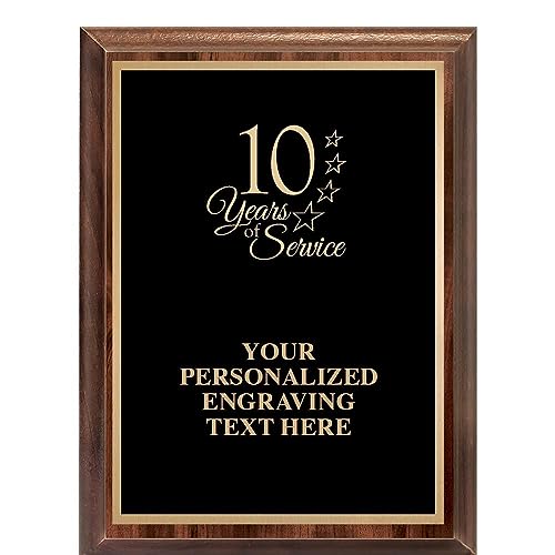 Crown Awards 10 Years of Service Classic Wood Plaque, 10 x 13 Custom Engraved Trophy Plaque Award Prime