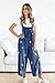 utcoco Women Floral Printed Adjustable Strap Denim Bib Overall Wide Leg Jeans Casual Baggy Overalls Jumpsuit (Small, Dark Blue)