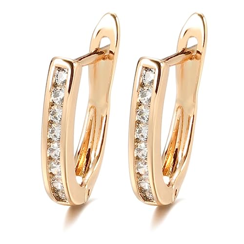 Boucle d'oreille or rose 585 et zircon vert hypoallergénique pour peau sensible
