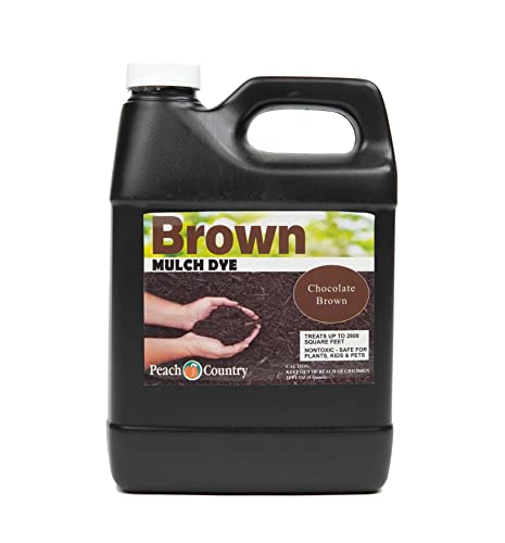 Peach Country Chocolate Brown Mulch Dye Color Concentrate - 2 800 Sq. Ft. - Brighten Old Mulch Beds Easily (1 Quart Brown)