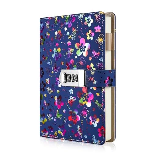 PU Leather Password Lock Diary, A5 Size Diary with Combination Lock Password Journal Locking Personal Diary (Multicolor)