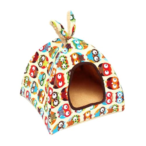 Zynphancer 猫ベッド 洞窟型 室内用ペットハウス 秋冬対応 ファuzzy素材 フクロウL デザイン 犬猫兼用 (フクロウM)