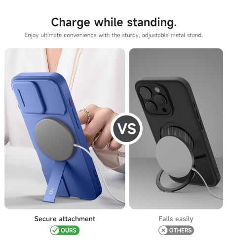 Image of SURITCH for iPhone 16 Pro Max Case with Magnetic Camera Slide Cover and Adjustable Kickstand, Compatible with MagSafe, Shockproof Bumper Case Slim Protective Cover 6.9 Inch, Starlight Blue