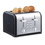 Kenmore toaster 4 slice - extra wide slot countertop kitchen appliance, defrost function, tostador de pan, 9 shade settings, compact design, easy clean crumb tray, bread bagel, stainless steel & black
