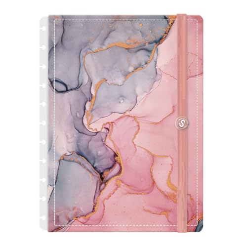Capa e Contracapa Iscool Disc Para Caderno G Mármore Rosa E Cinza
