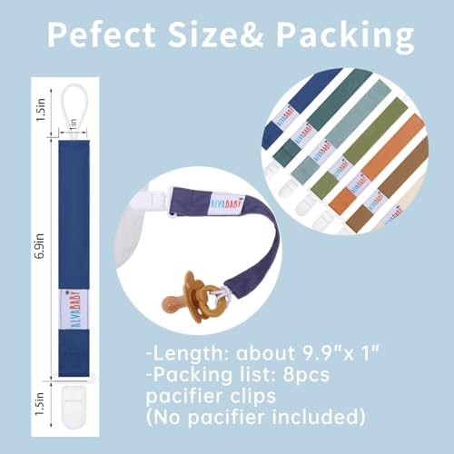 Image of ALVABABY Baby Pacifier Clips Paci Universal Holder Leash Pacifier Clip Binky Holder for Teether Soothie 8 Pack 8DP11A