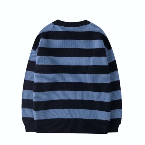 Men's Vintage Long Sleeve Knitted Sweater Casual Striped Pullover Sweaters2