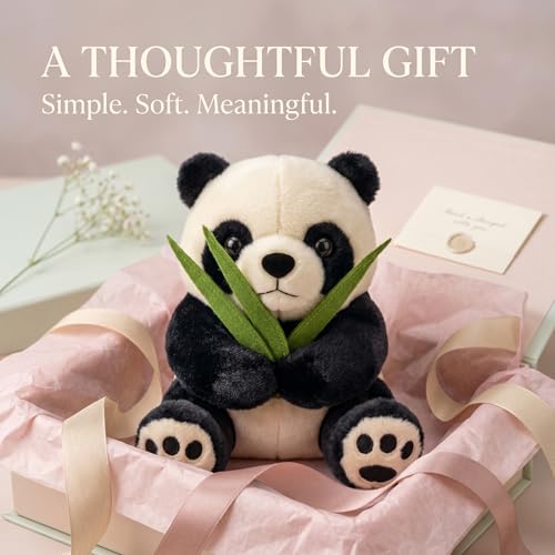 Image of Panda Plush Toy with Bamboo for Kids - Ultra Soft Stuffed Animal, Cute Calm Companion Soft Toy, Huggable Gift for Babies, Toddlers & Boys /Girls - (20 cm)
