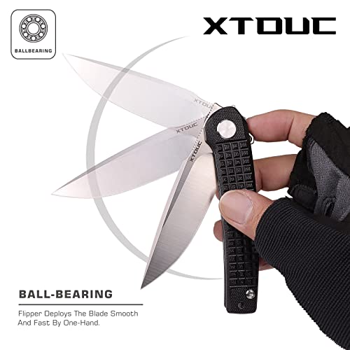 Xtouc Folding Pocket Knives, D2 Steel Sharp Blade Edc Knife, Anti Slip G10 Handle, Front Flipper Opening Knife, Deep Carry Pocket Clip, Outdoor Camping Small Knives For Men And Women Xt01A #TOP6